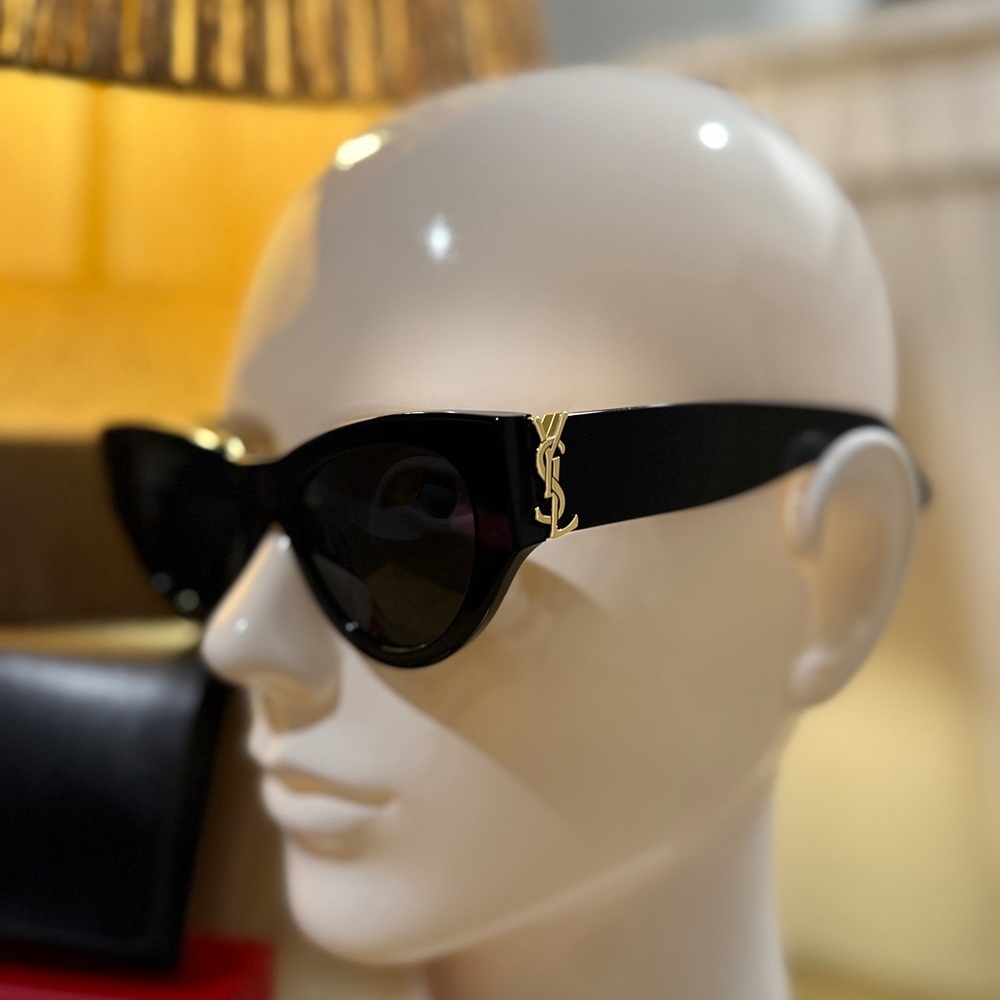 Saint Laurent Black Cat Eye Sunglasses with Gold Accents (used) - Picture 2 of 6